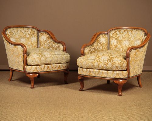 Pair of Low Upholstered Easy Armchairs C.1930.