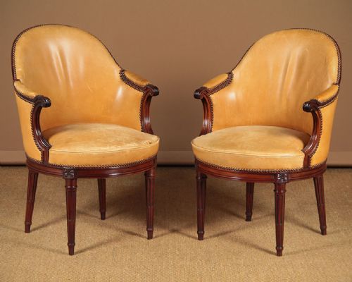 Pair of Mahogany & Leather Desk Chairs C.1930.