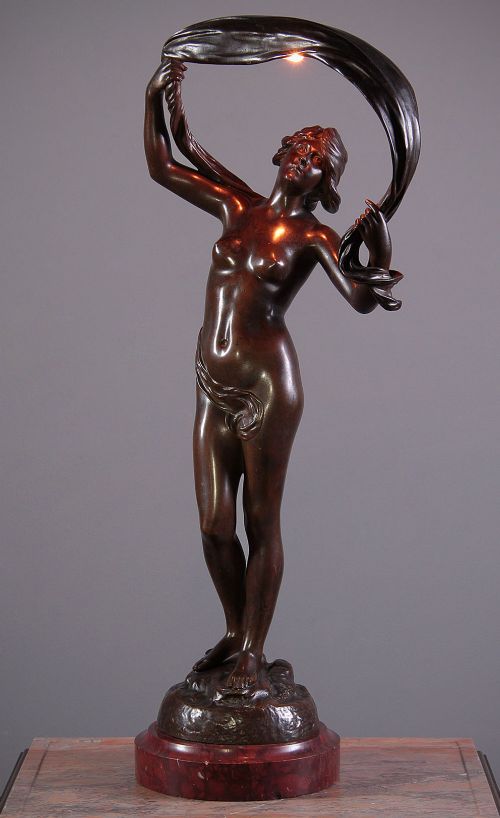 Art Nouveau Bronze Figure Lamp C.1900.