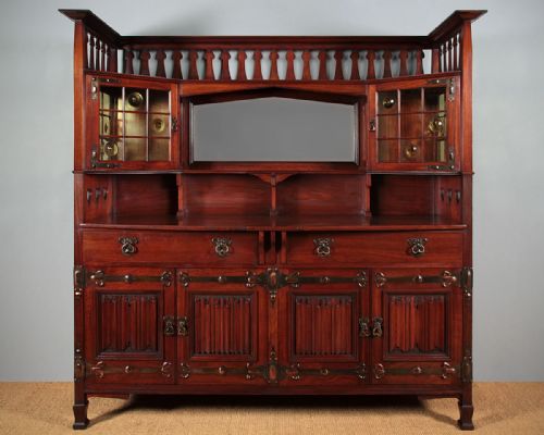 Large Arts & Crafts Walnut Sideboard by Shapland & Petter of Barnstaple C.1900.