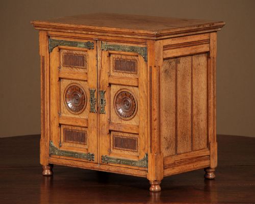 19th.c. Miniature Aesthetic Movement Oak Cabinet C.1860.