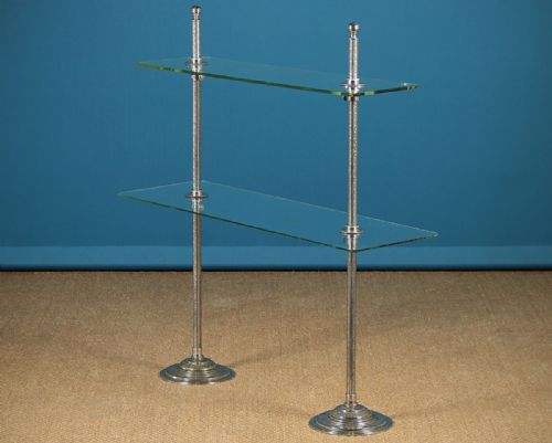 Two Tier Nickel Plated Shop Display Shelf C.1910.