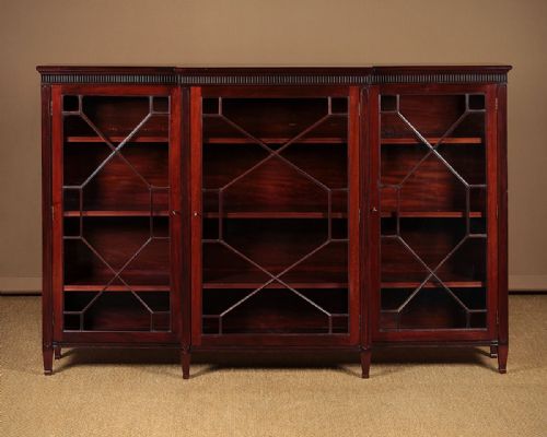 Long Mahogany Breakfront Bookcase C.1905.