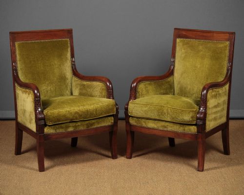 Pair of Empire Style Mahogany Armchairs C.1900.