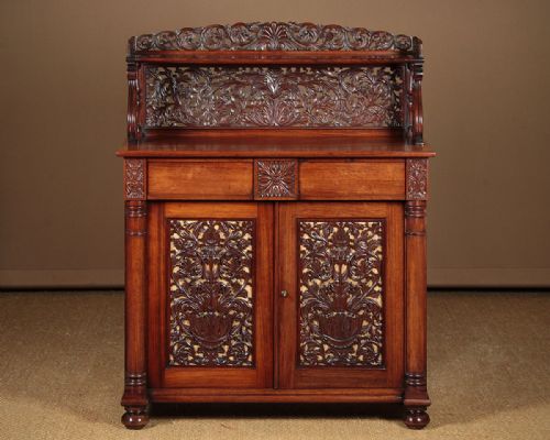 Anglo-indian Solid Rosewood Chiffonier Side Cabinet C.1850.