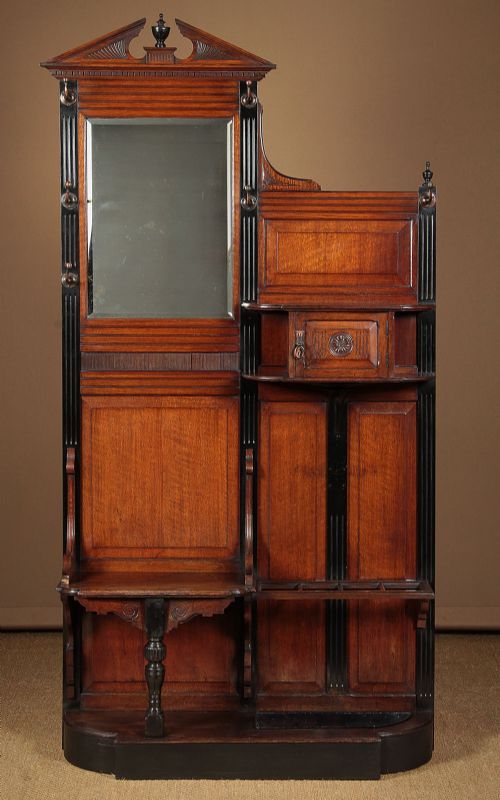 Edwardian Oak Hall Stand with Seat C.1905