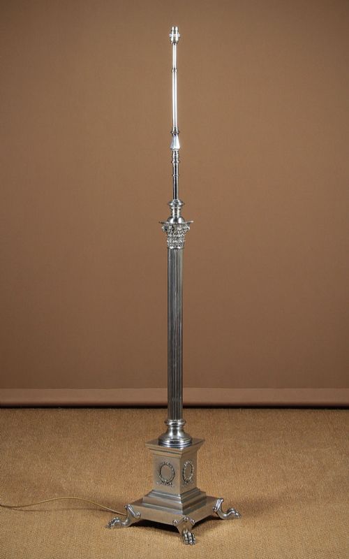 Chrome Corinthian Column Standard Lamp C.1900.