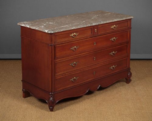 French Mahogany & Marble Top Chest of Drawers C.1930.
