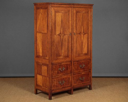 Parquetry Inlaid Oak Cupboard with Drawers C.1890.
