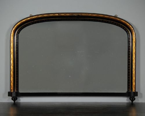 Ebonised and Gilded Overmantle Mirror C.1860.