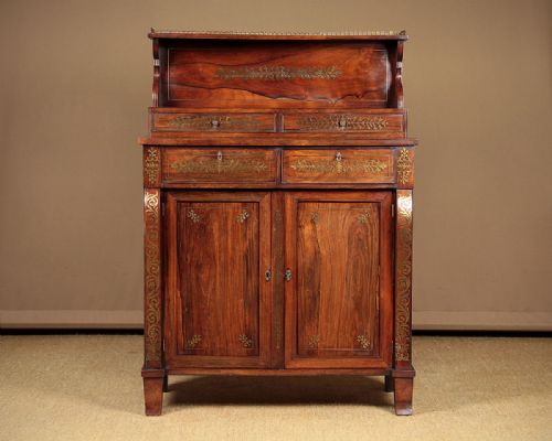 Regency Brass Inlaid Rosewood Chiffonier Side Cabinet C.1820.