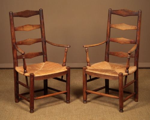 Pair of Arts & Crafts Ladderback Armchairs C.1890.
