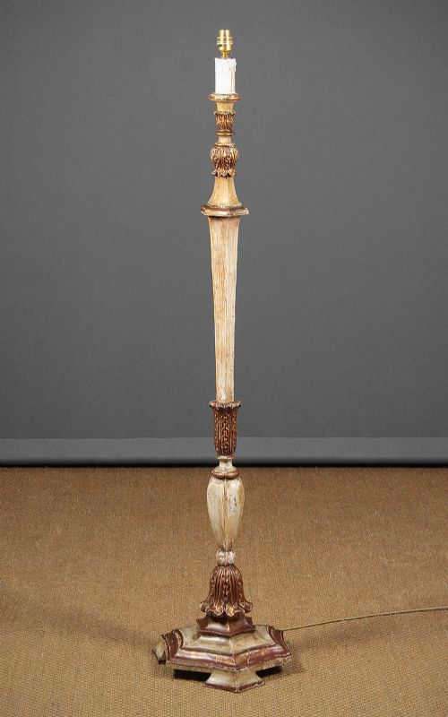 Distressed Painted & Gilded Standard Lamp C.1930.