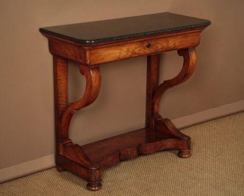 Small Walnut & Marble Top Console Table C.1860.