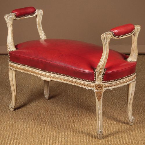Long Red Leather Dressing Stool C.1930.