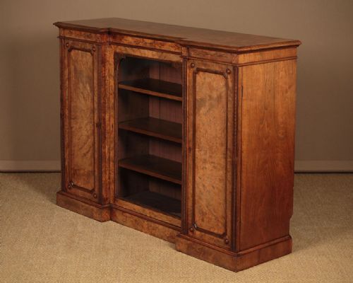 Burr Walnut Bookcase Side Cabinet C.1880.