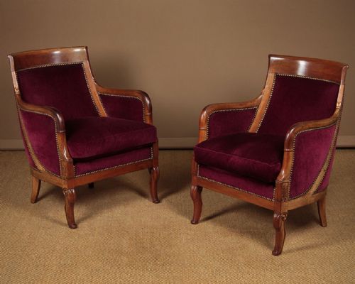 Pair of Empire Style Mahogany Armchairs C.1900.