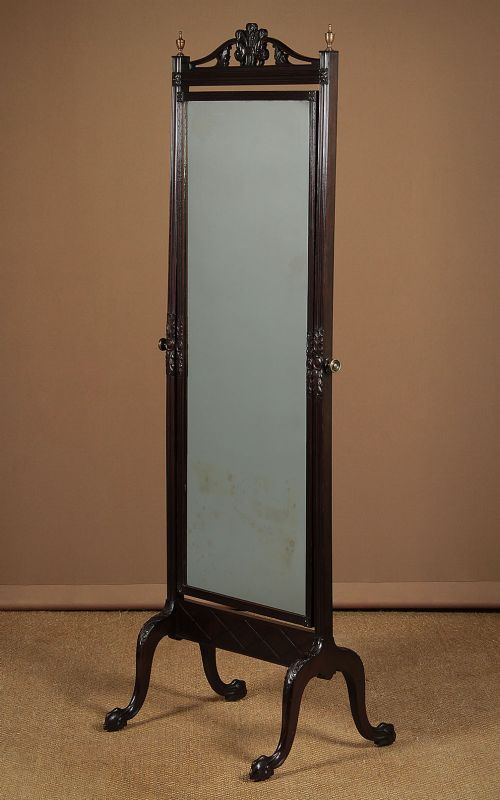 Edwardian Mahogany Cheval Dressing Mirror C.1905.