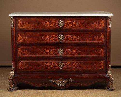 Marble Top Marquetry Inlaid Commode C.1910.