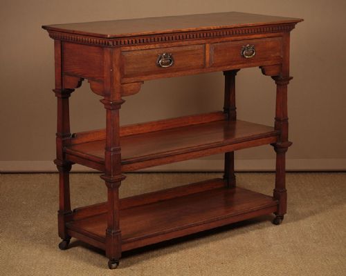 Oak Three Tier Buffet with Drawers C.1905.