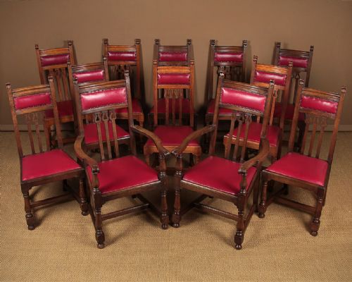 Set of Twelve Arts & Crafts Dining Chairs C.1910.