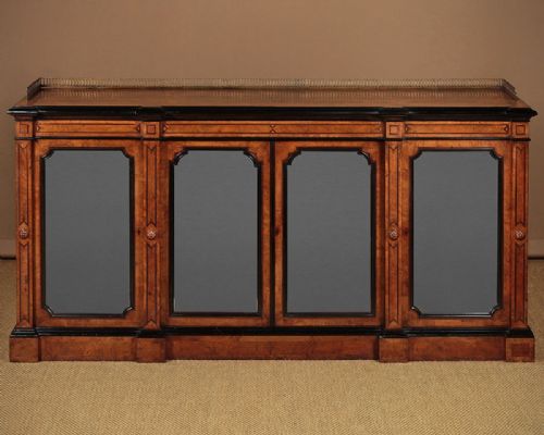 Inlaid Burr Walnut Credenza Sideboard C.1860.