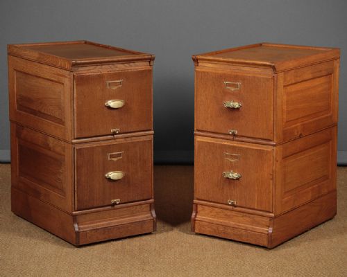 Pair of Oak Low Filing Cabinets C.1910.