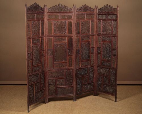 Anglo Indian Pierced Rosewood Screen C.1890.