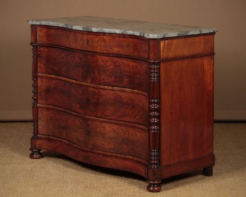 Serpentine Front Marble Top Mahogany Commode C.1840.