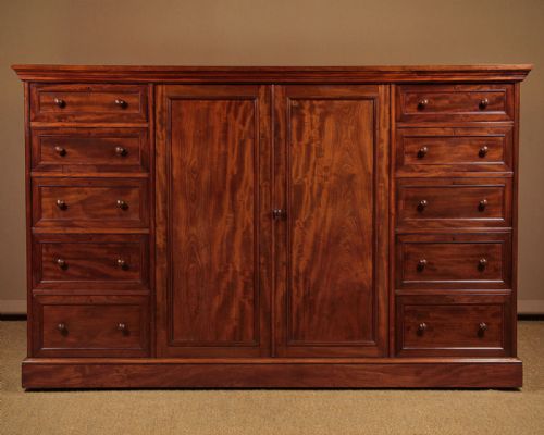 Exceptional Quality Mahogany Low Linen Press C.1840.