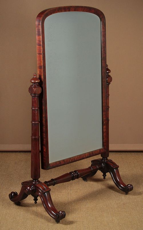 Large Mahogany Cheval Mirror C.1860.