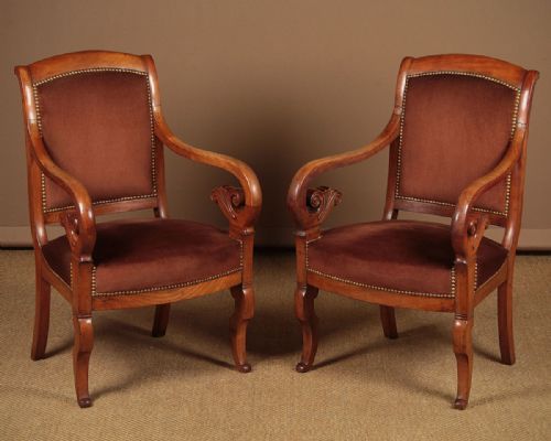Pair of French Empire Armchairs C.1830.