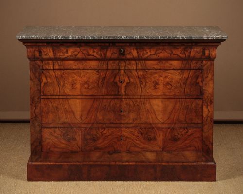 Walnut & Marble Top Chest of Drawers C.1880.