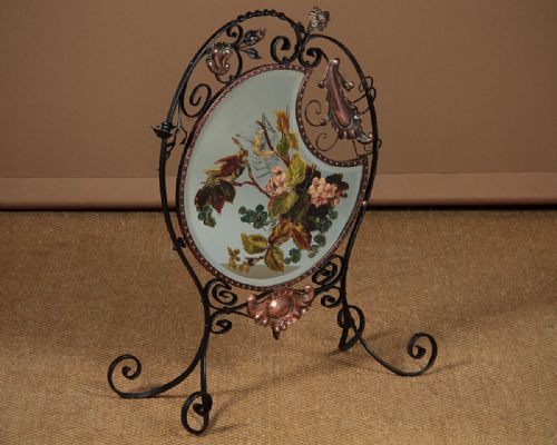 English Art Nouveau Wrought Iron Fire Screen C.1890.