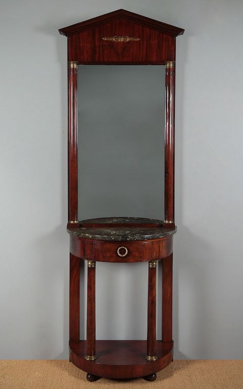 Narrow Empire Style Console Table & Mirror C.1820.