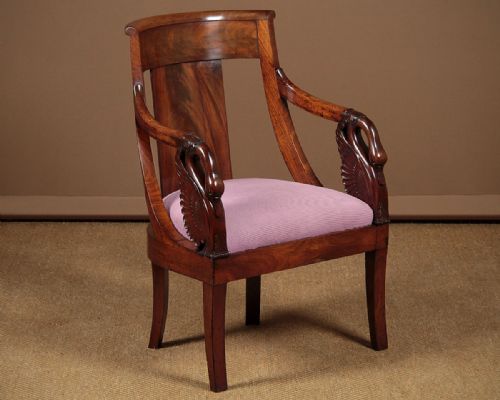French Empire Armchair Carved with Swans C.1815.