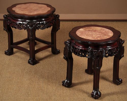 Two Chinese Marble Top Side Tables C.1890.