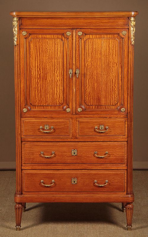 Gilt Mounted Satinwood Cabinet with Drawers C.1900.