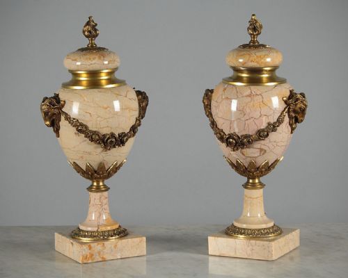 Pair of Large Marble Urn Cassolettes C.1890.