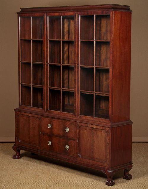 Three Door Mahogany Cabinet Bookcase C.1925.
