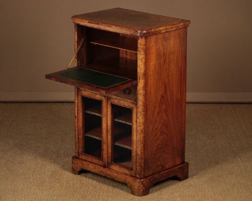 Small Walnut Side Cabinet with Writing Desk C.1880.