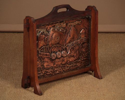 Arts & Crafts Repoussé Copper Fire Screen C.1910.