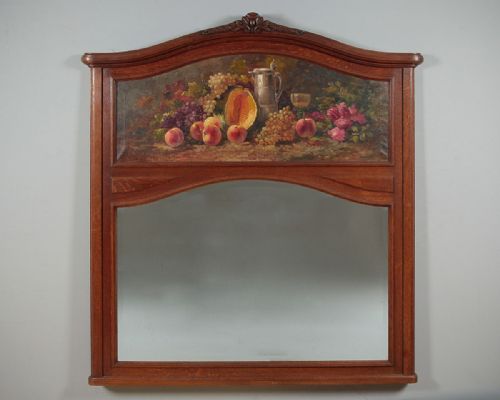Large Overmantle Mirror with Painted Panel C.1920.