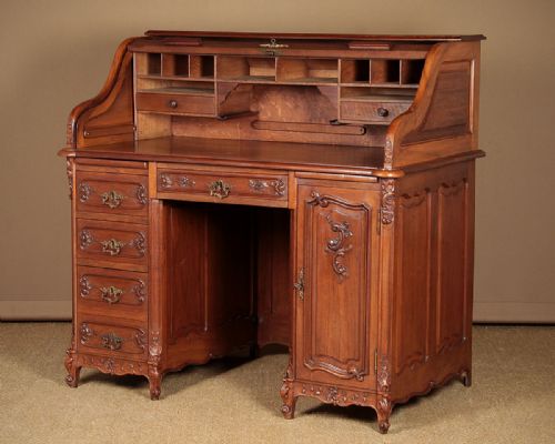 Walnut Roll Top Desk C.1900