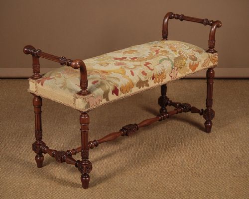 Carved Walnut Duet Stool C.1910.