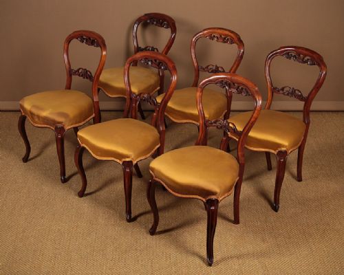 Six Walnut Dining Chairs C.1850