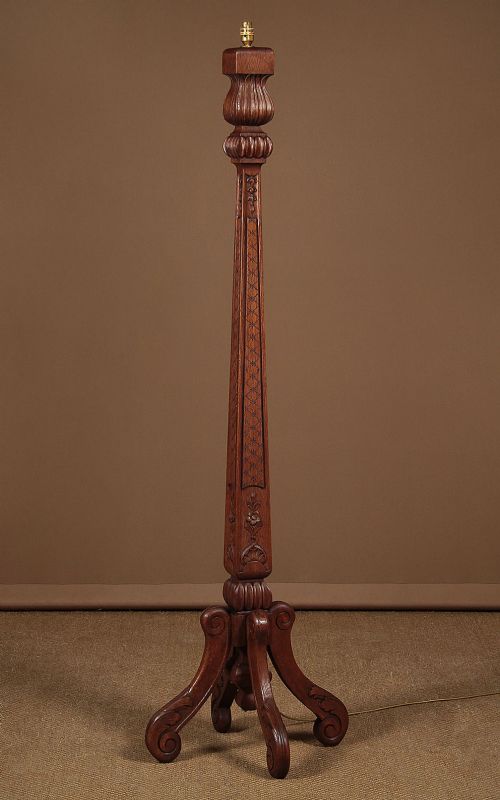 Carved Oak Standard Lamp C.1930