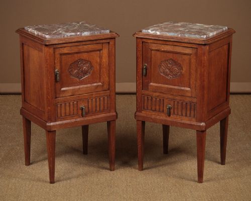Pair of Art Deco Marble Top Bedside Cabinets C.1930