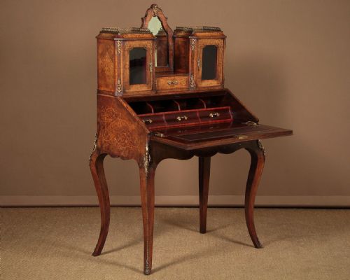 Inlaid & Ormolu Mounted Walnut Writing Desk C.1870