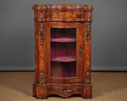 Marquetry Inlaid and Ormolu Mounted Walnut Corner Cabinet C.1870